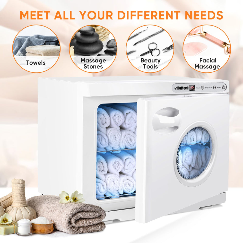 ROMECH 23L towel warmer cabinet racks detail shows two shelves for towels.
