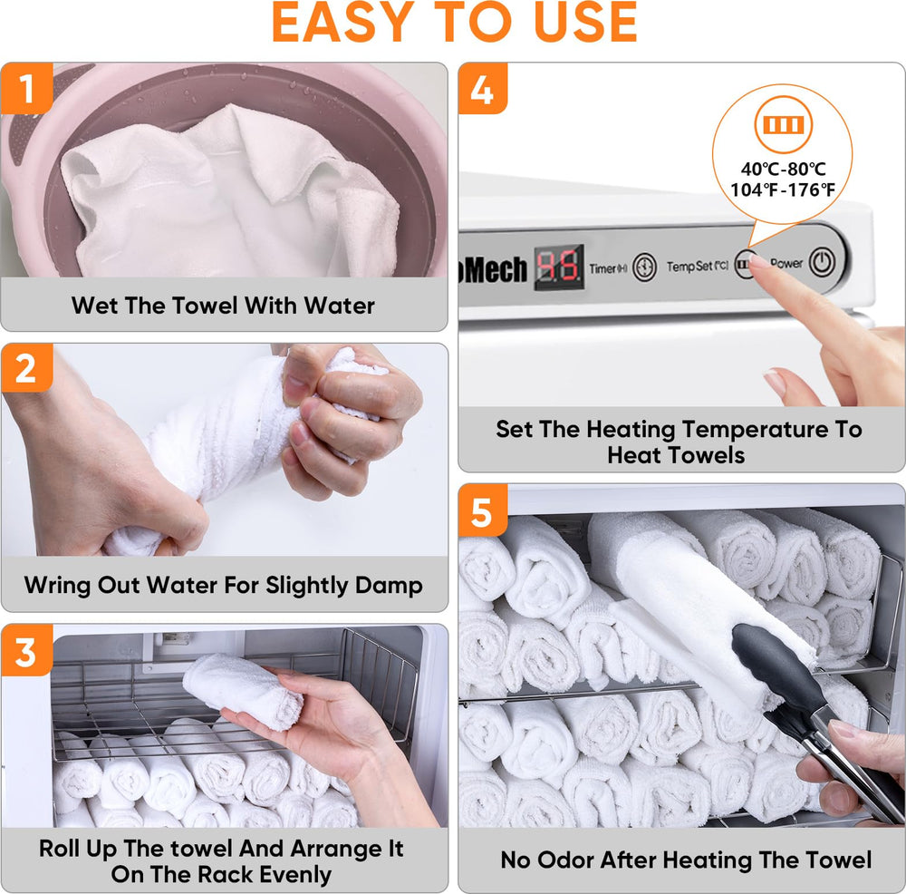 ROMECH 23L 40-80°C temperature range enables flexible heat settings for towels.