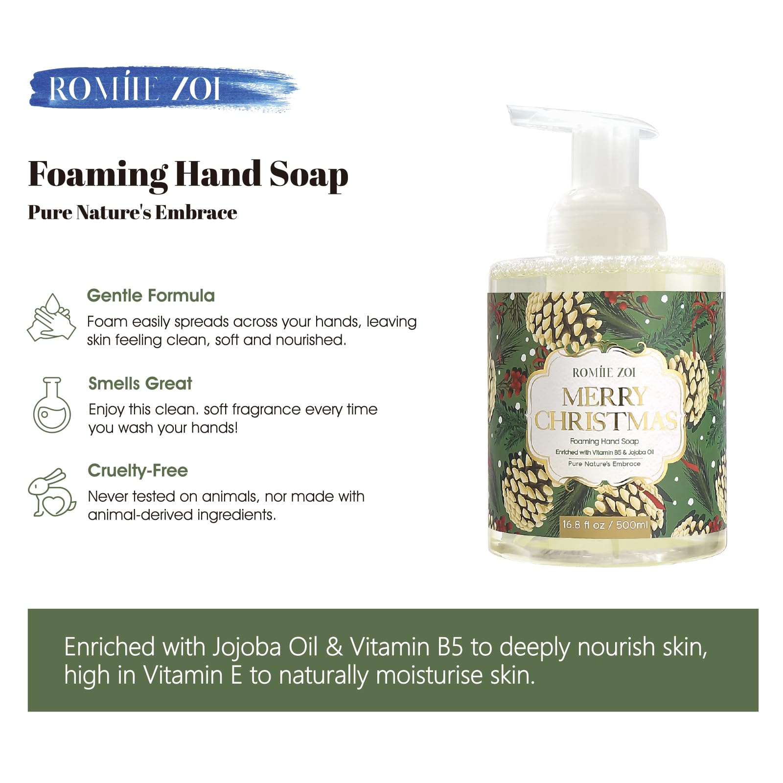 ROMIIE ZOI jojoba oil vitamin B5 blend supporting skin hydration during winter use.