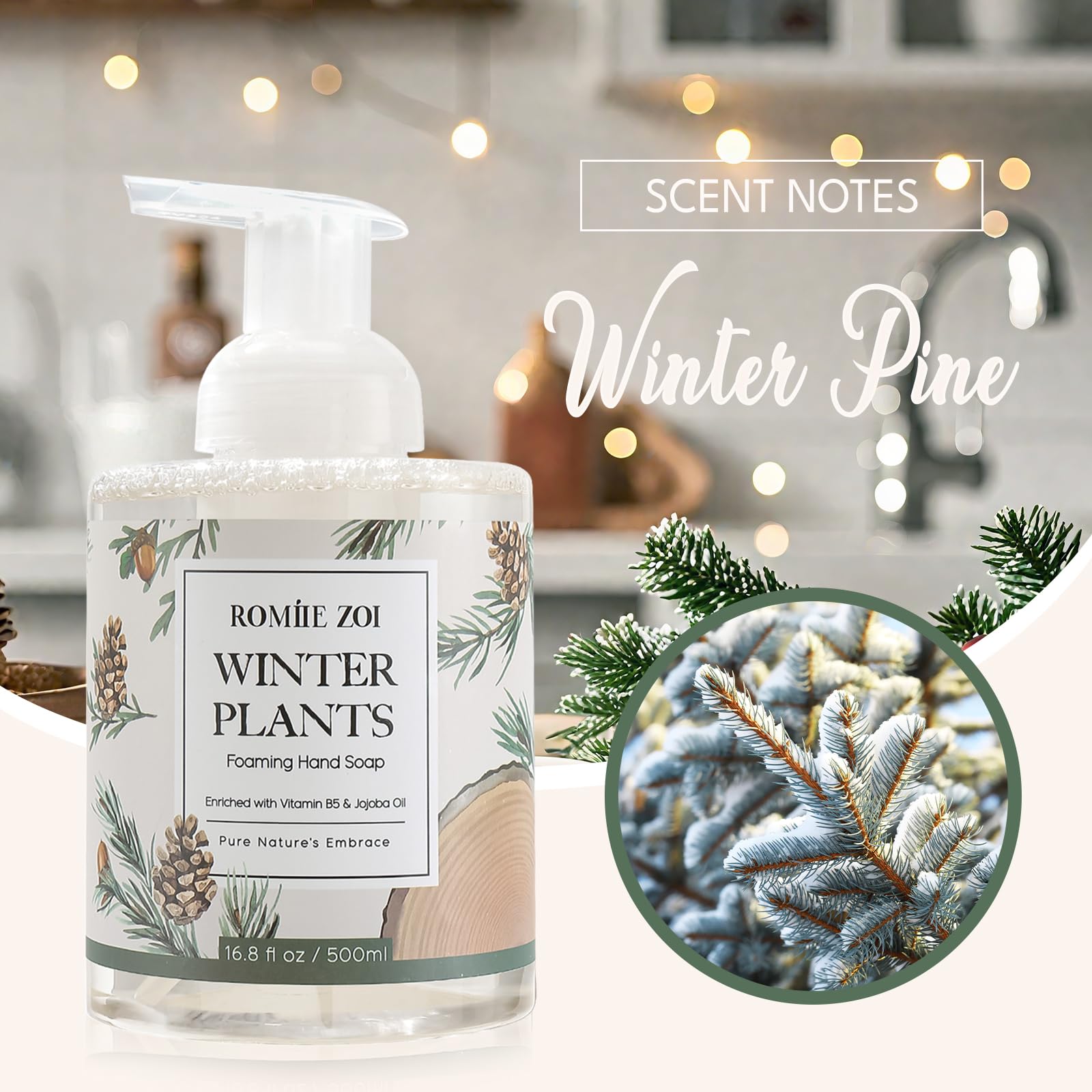 ROMIIE ZOI winter-pine-500ml-banner: generous 500ml size supports long use at home or office