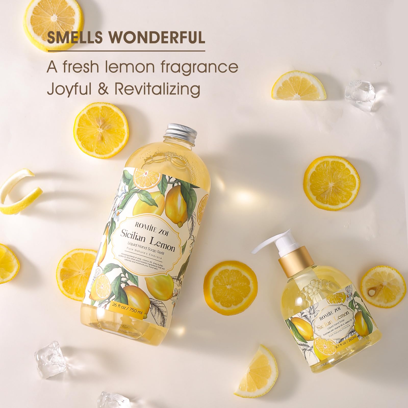 ROMIIE ZOI lemon-scent label emphasizes vegan formula and fresh citrus aroma boosting daily routines
