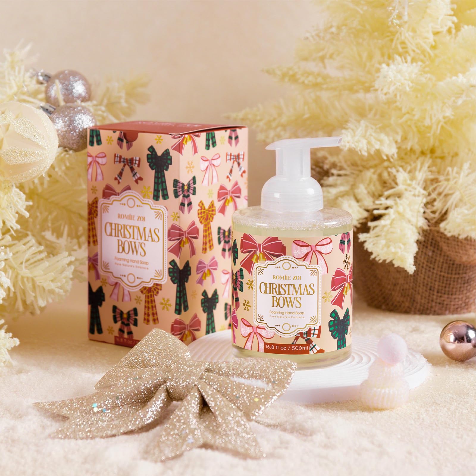 ROMIIE ZOI seasonal packaging enhances display on sink or vanity.