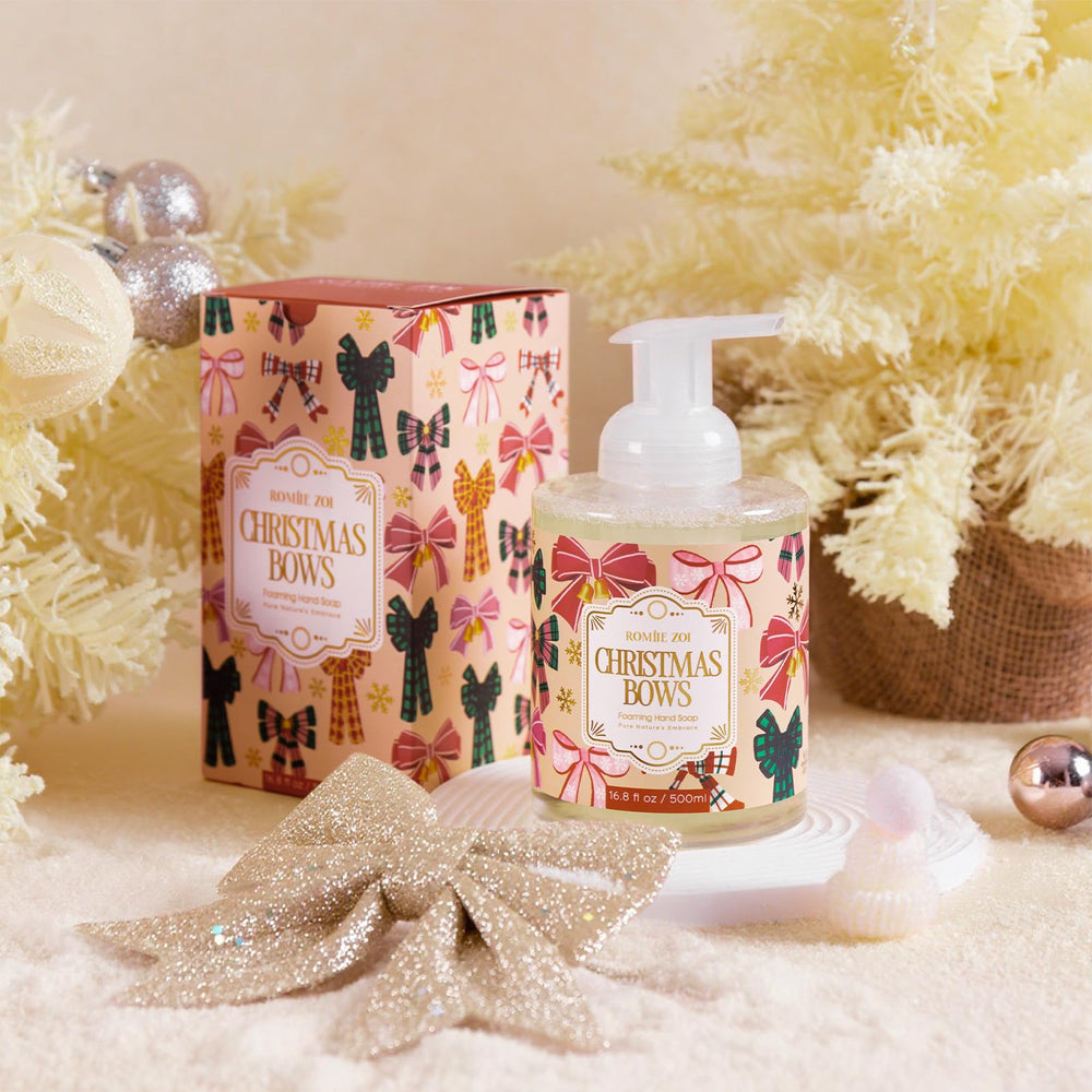 ROMIIE ZOI seasonal packaging enhances display on sink or vanity.