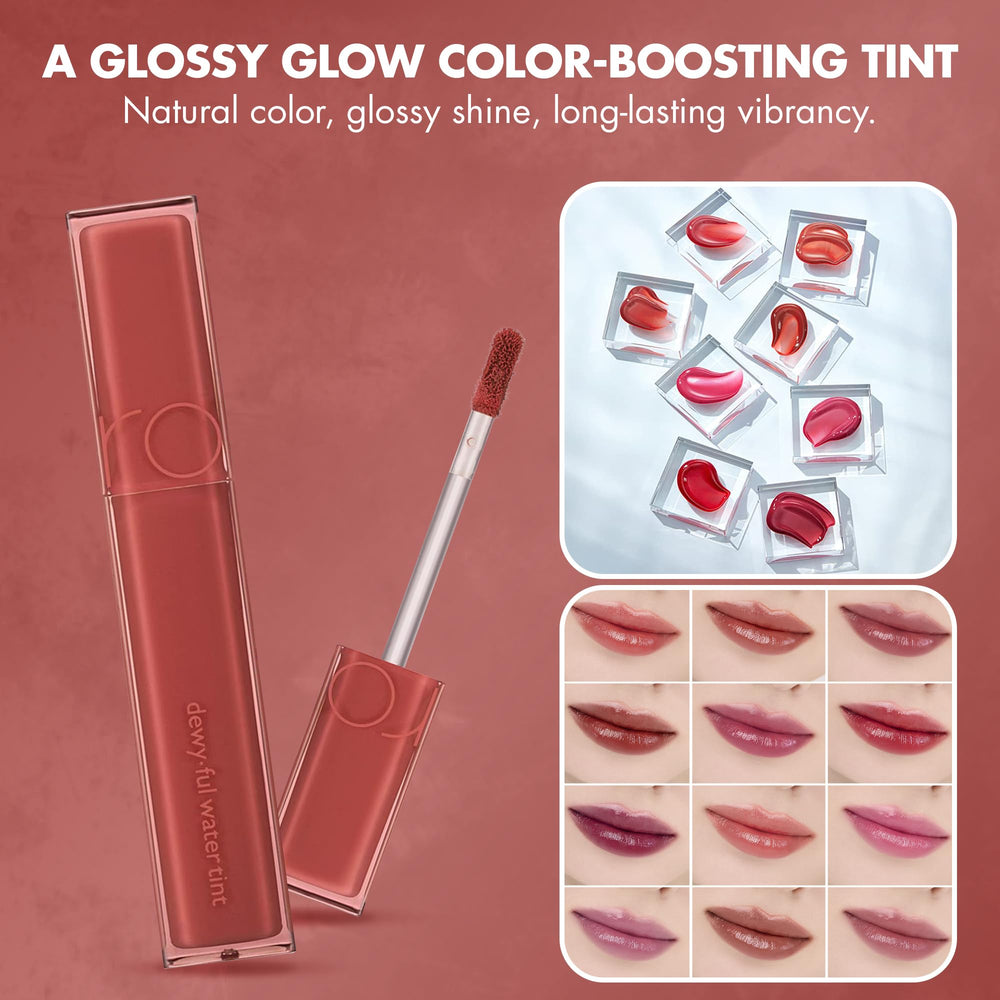 rom&nd dewy-ful water tint 04 chili up chic packaging highlights shade