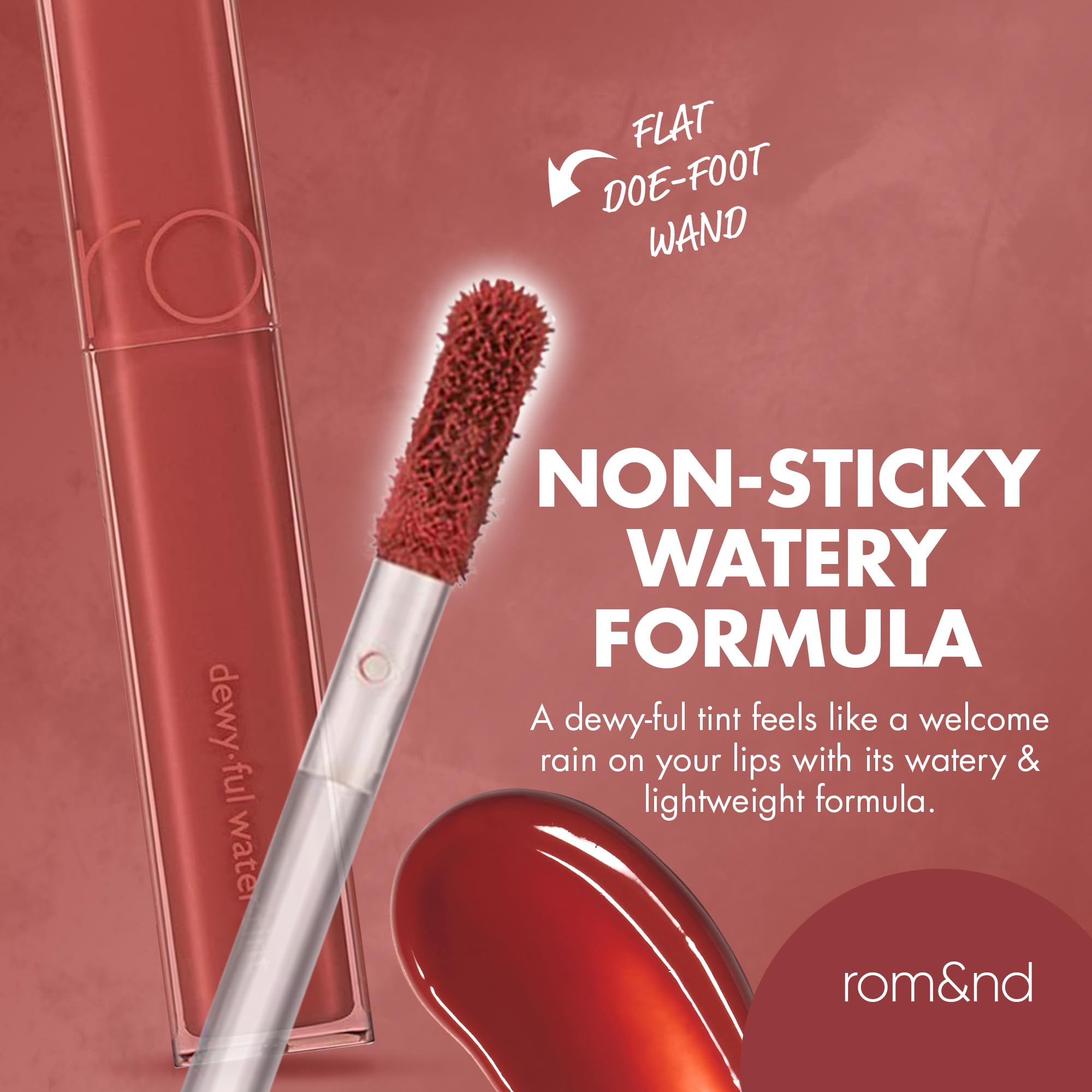 romnd dewy-ful water tint 04 chili up color intensity increases with layers