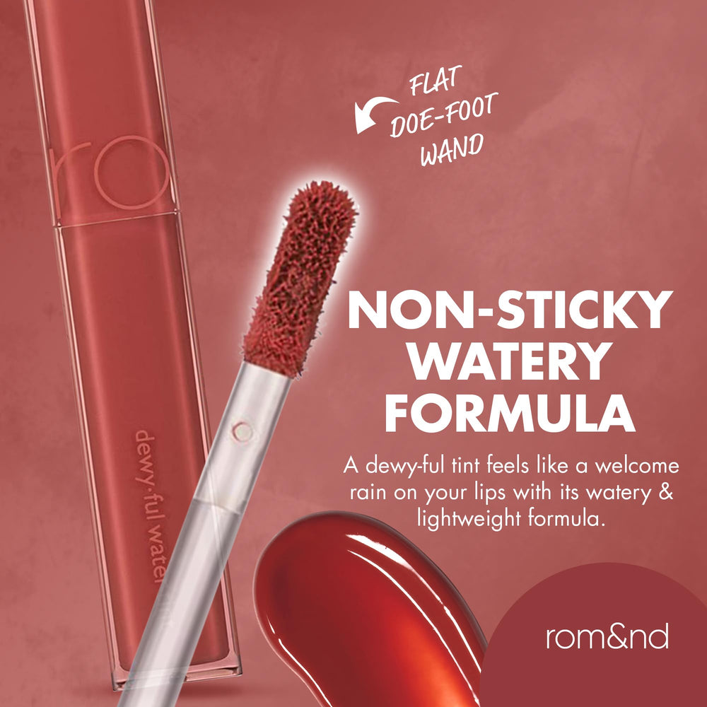 romnd dewy-ful water tint 04 chili up color intensity increases with layers