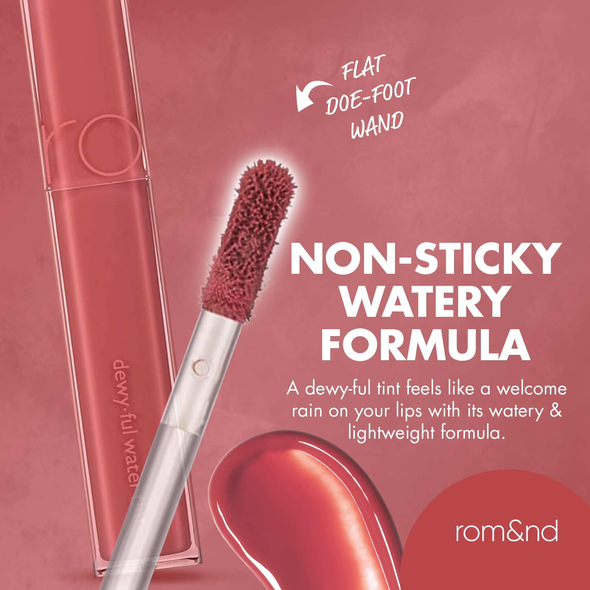 rom&nd DEWYFUL Water Tint coral demonstrates color depth through layering