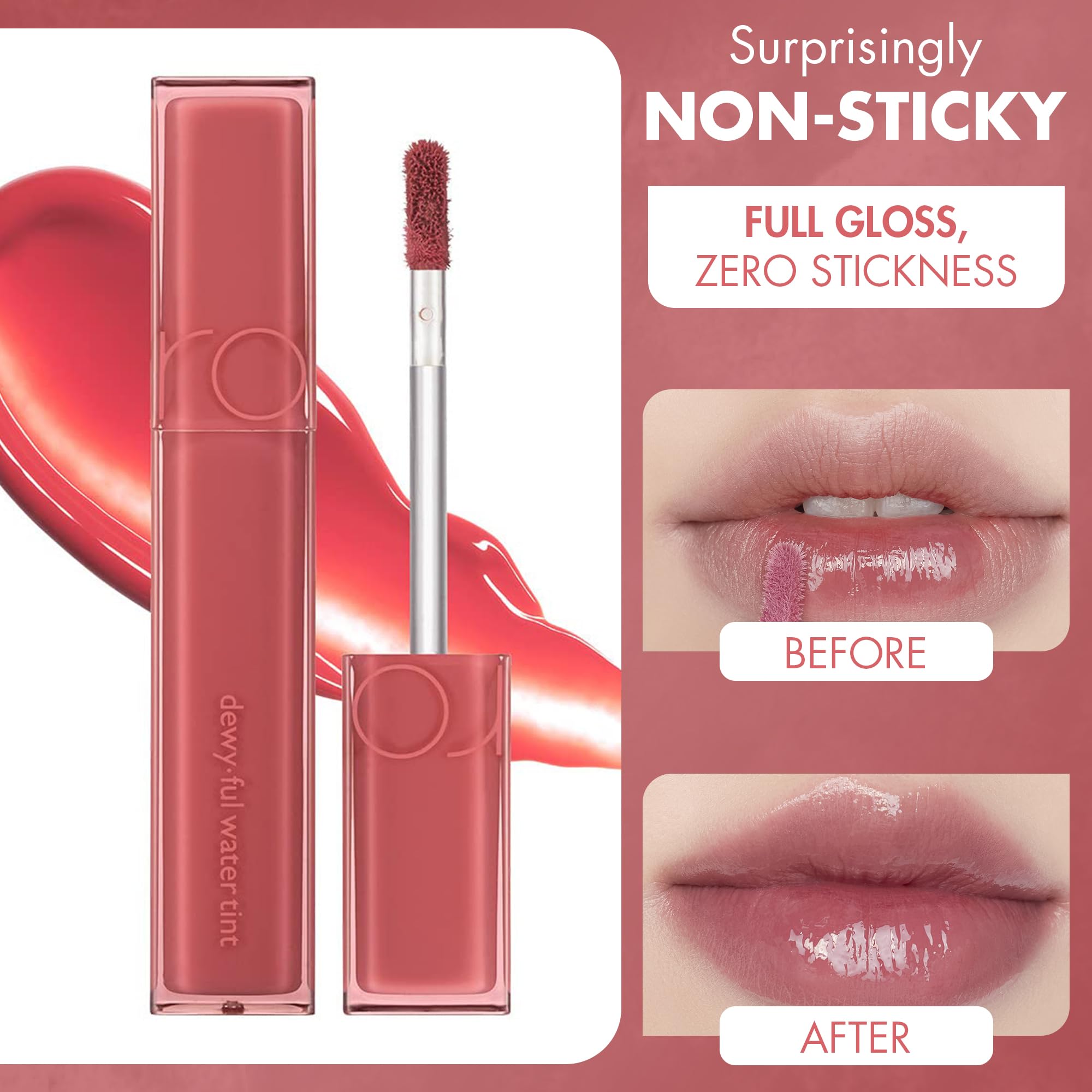 rom&nd DEWYFUL Water Tint coral packaging close-up