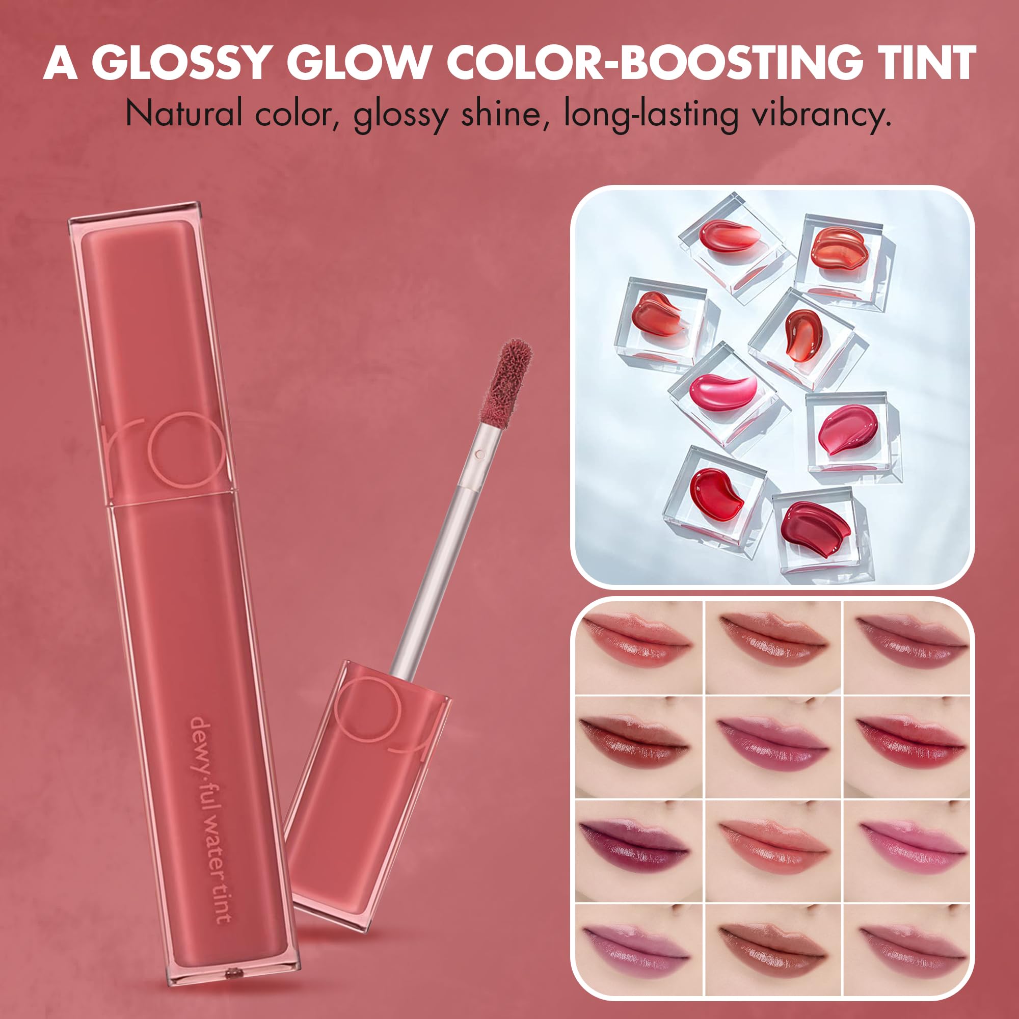 rom&nd DEWYFUL Water Tint coral vibrant shade option for daily wear
