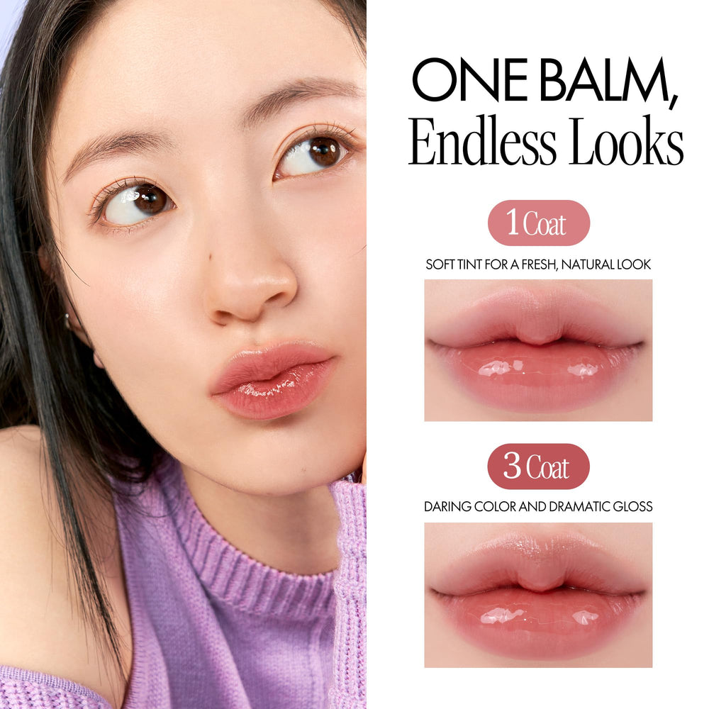 romnd Glasting Melting Balm Kaya Fig close-up highlights nourishing oils for hydrated lips