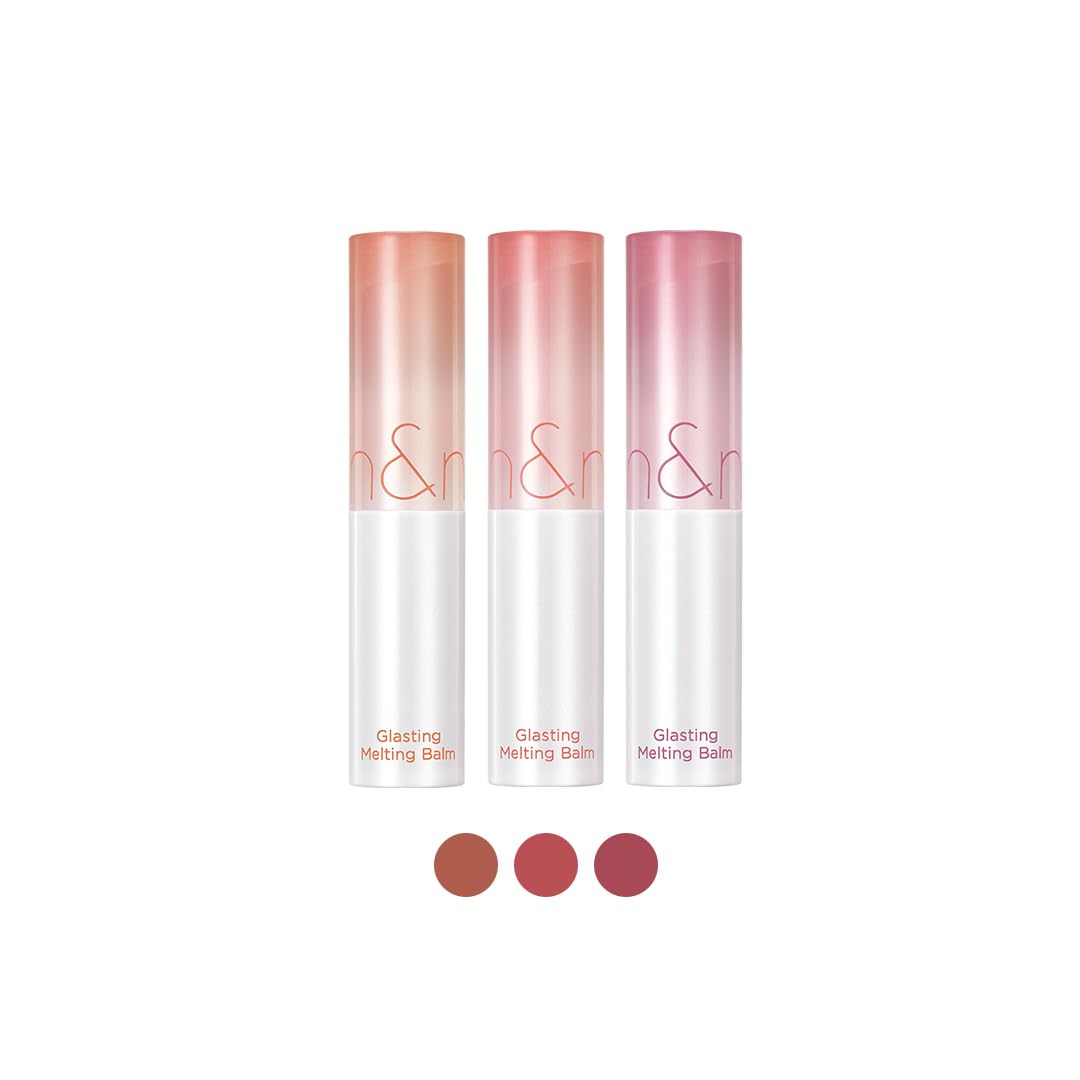 rom&nd Glasting Melting Balm Trio application closeup highlighting smooth texture and vivid color payoff.
