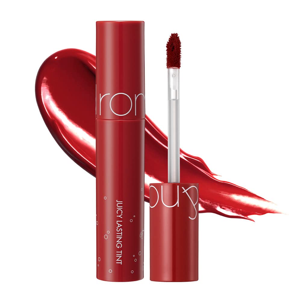 rom&nd Juicy Lasting Tint 16 Corni Soda close-up shows vibrant color and hydration.