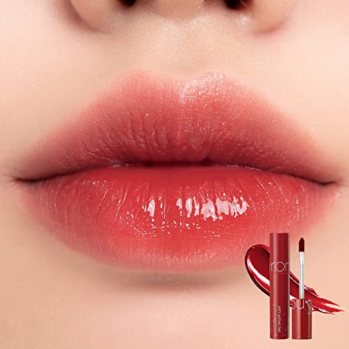 rom&nd Juicy Lasting Tint 16 Corni Soda lips swatch demonstrates long wear.