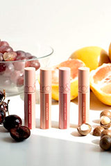 rom&nd JUICY LASTING TINT #23 NUCADAMIA glossy finish closeup lips