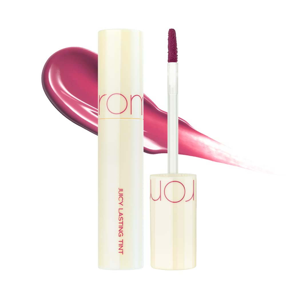 rom&nd Juicy Lasting Tint 28 Bare Fig close-up swatch shows MLBB mauve-pink shade