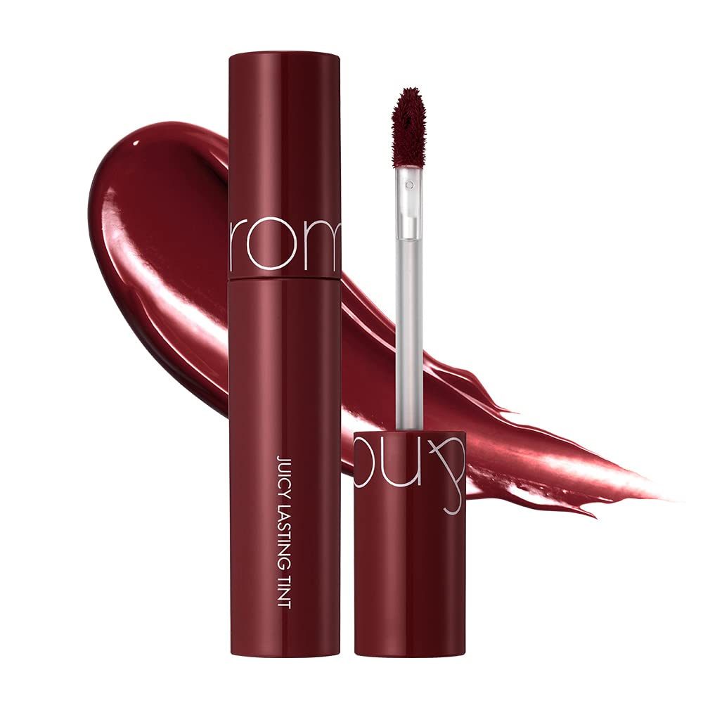 rom&nd Juicy Lasting Tint Deep Sangria swatch shows rich everyday color
