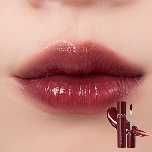 rom&nd Juicy Lasting Tint gloss-to-tint transition displays shine and stain