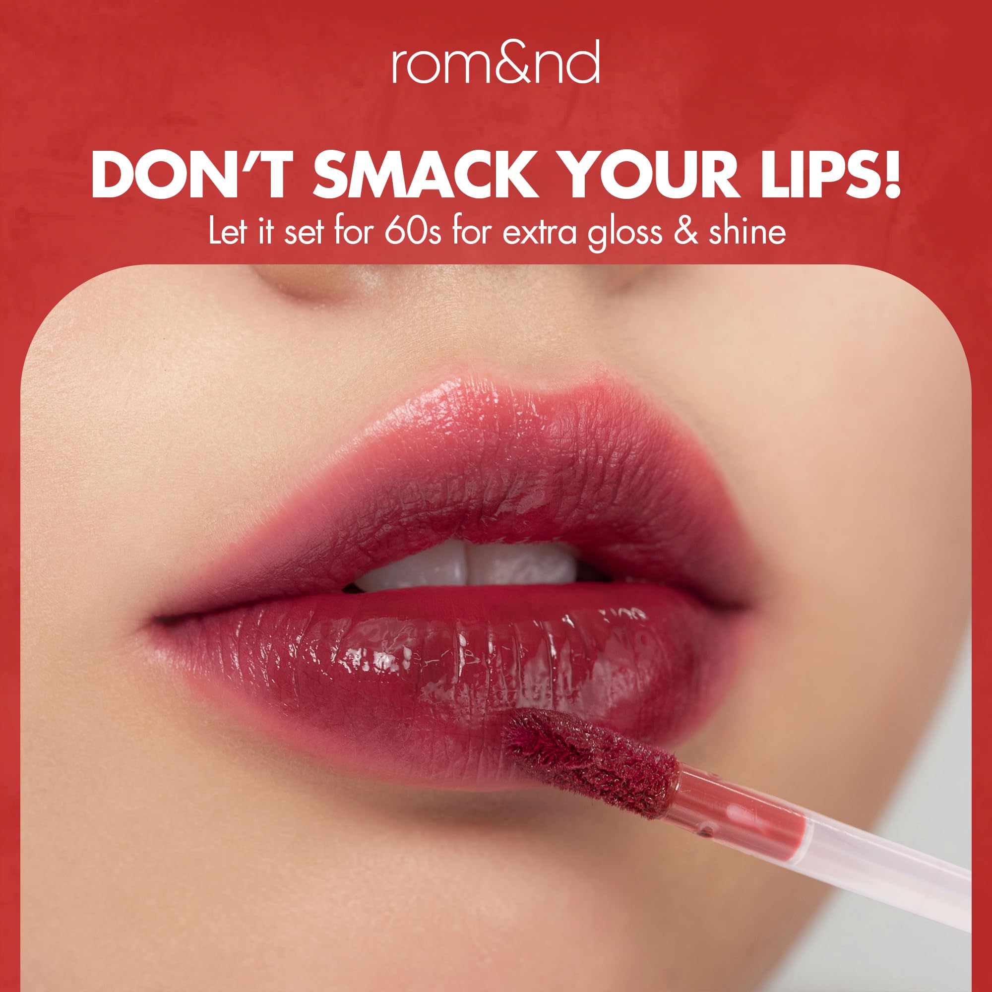 romnd Juicy Lasting Tint Plum Coke swatches showing buildable cool-toned berry