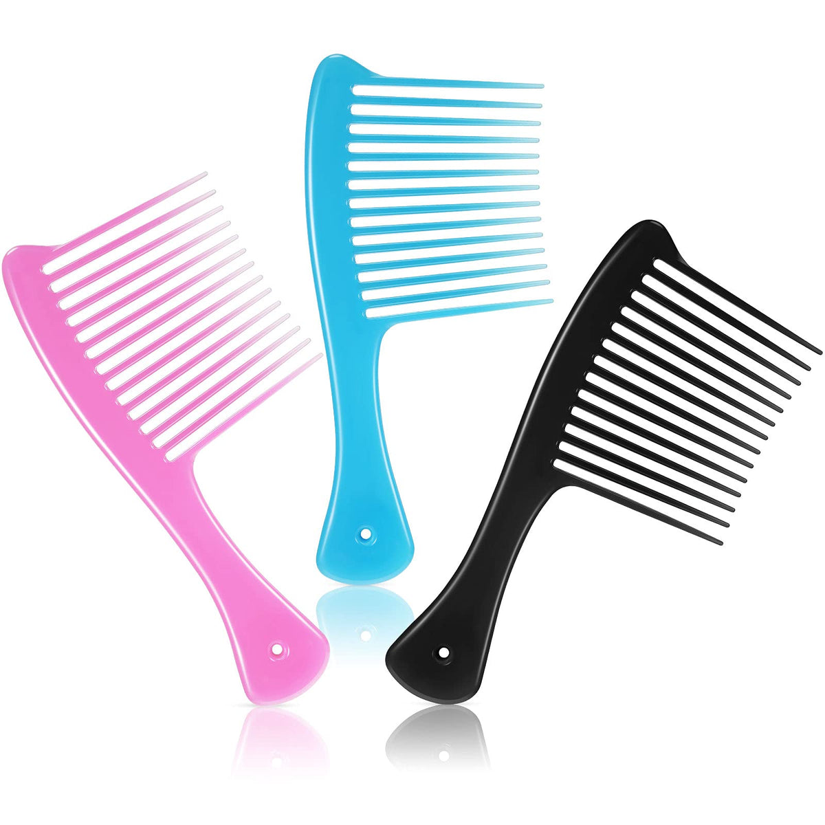 Romooa wide-tooth comb black detangles long curls without snagging