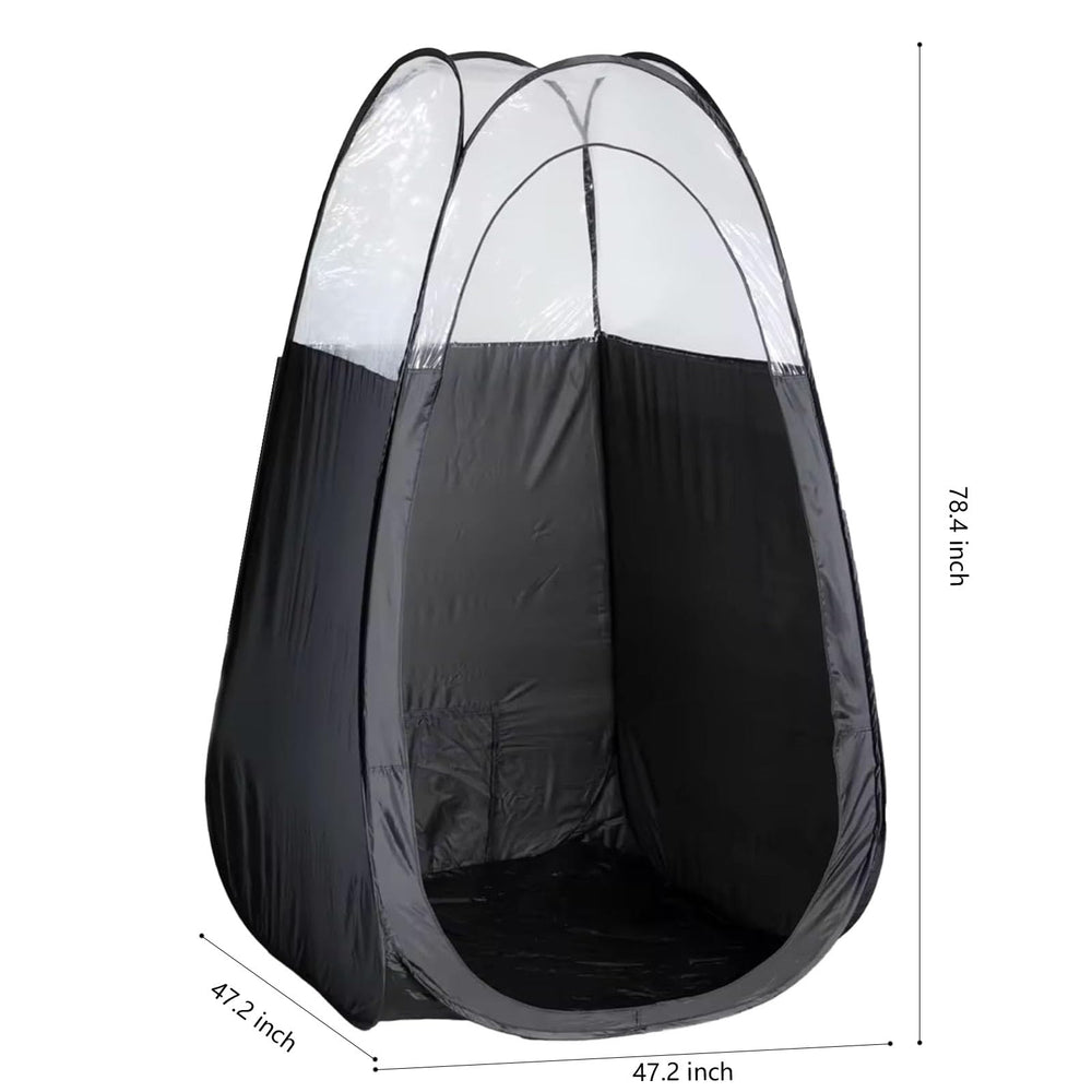 ROMSPRI tan tent interior showing ample space for movement and equipment.