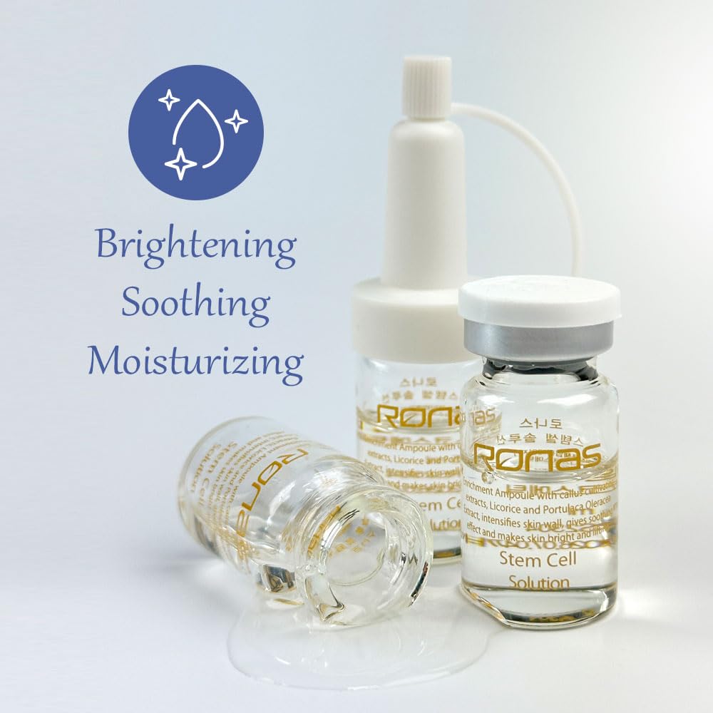 Ronas Stem Cell Solution texture close-up shows lightweight serum that absorbs quickly.
