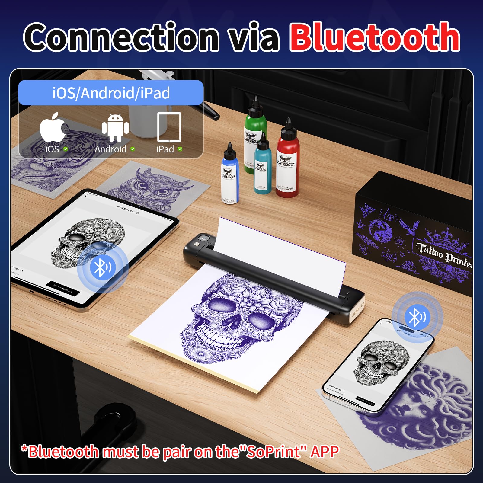 Rongta Tattoo Stencil Printer with standard transfer paper helps you print sharp stencils without extra steps