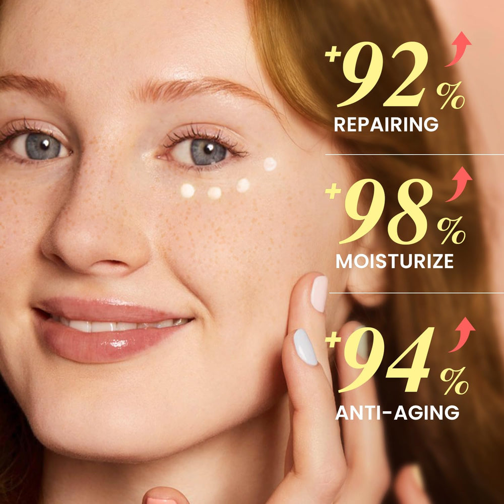 RONKIE eye cream application routine—gentle patting motion to lock in moisture around eyes