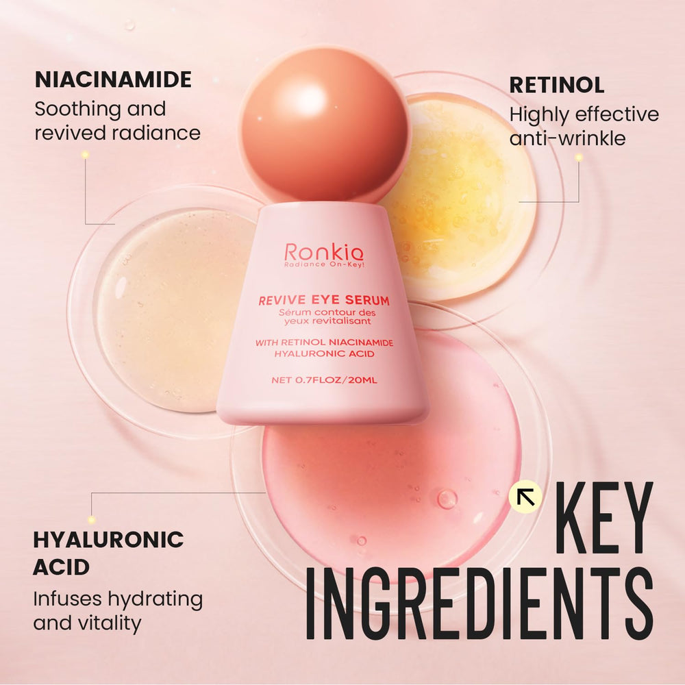RONKIE eye cream closeup texture—silky and lightweight formula absorbing quickly
