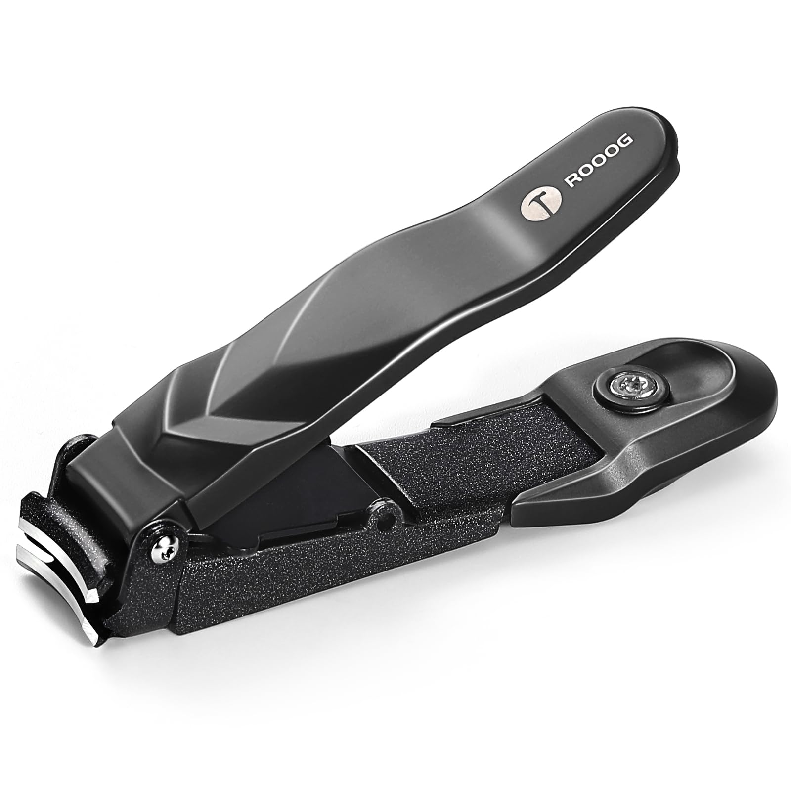 ROOOG No Mess Nail Clippers with Catcher overview showing mess-free trimming.