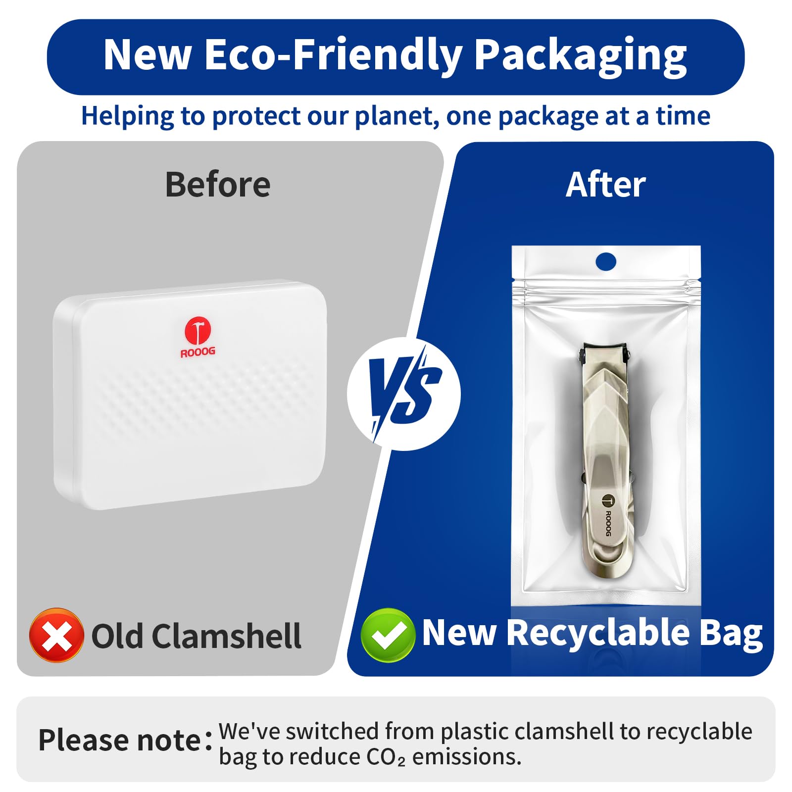 ROOOG No Mess Nail Clippers with Catcher travel-ready design fits in bags.