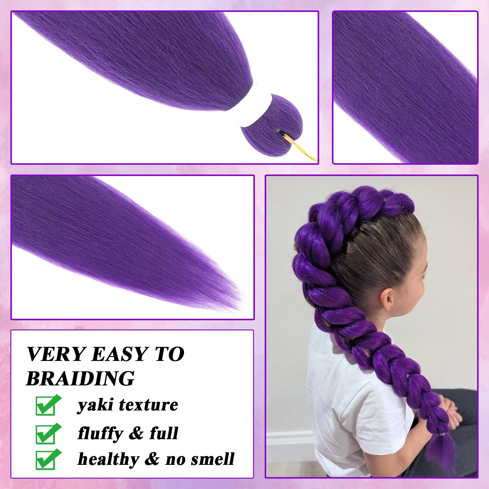 Rootoo purple braiding hair 26inch ideal for cosplay and stage looks