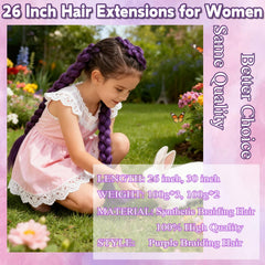 Rootoo purple braiding hair 26inch pre-stretched enables easy application