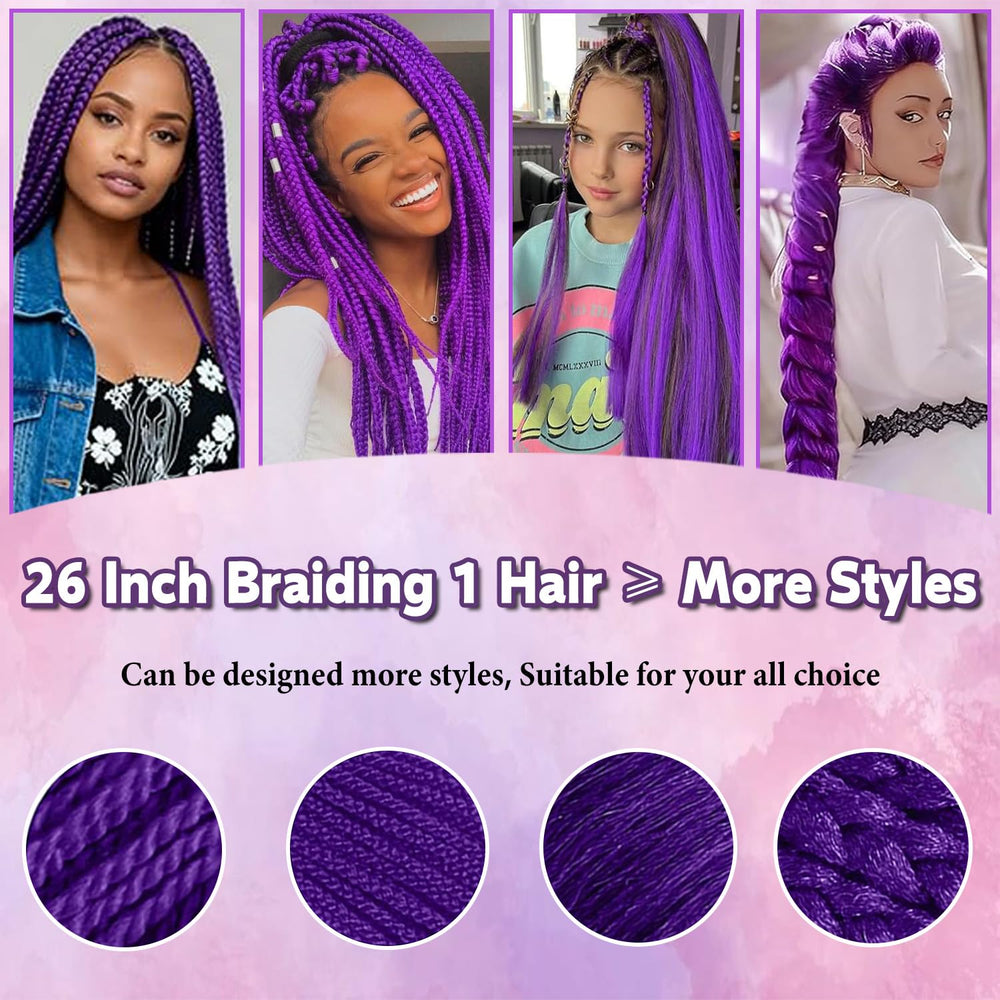 Rootoo purple braiding hair long-braid options for styles and trends