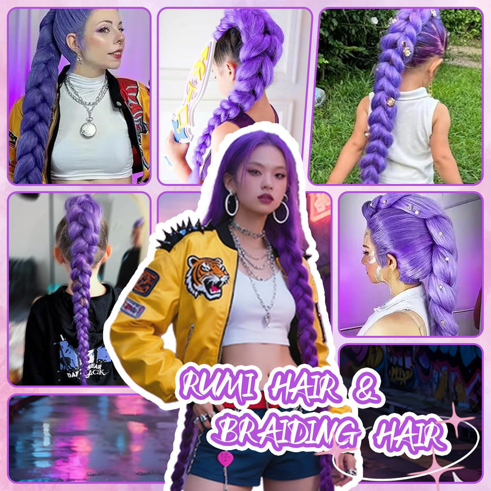 Rootoo purple braiding hair ponytail-ready for quick transformation