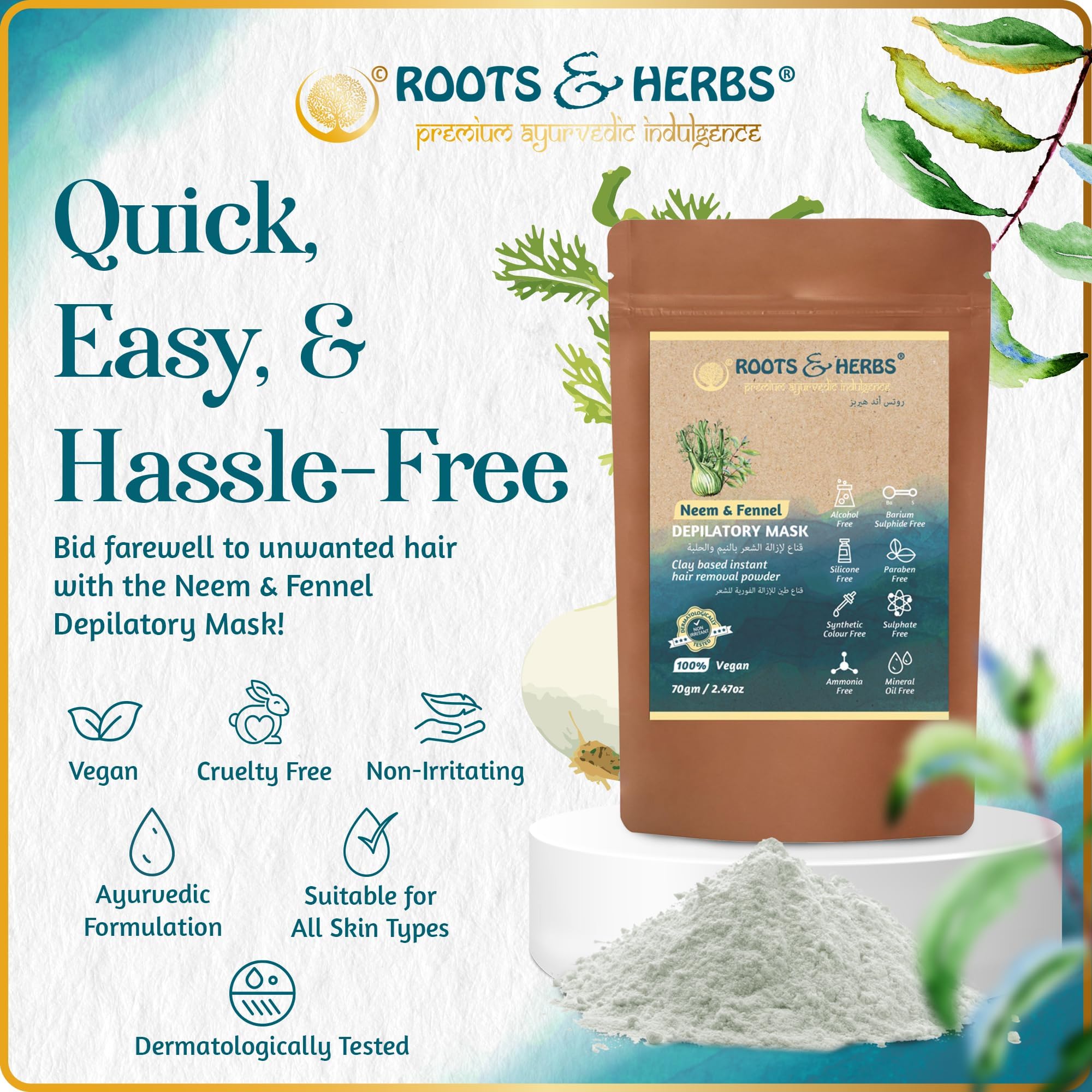 Roots and Herbs measuring cup and spatula for mess-free application