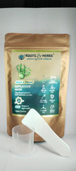 Roots and Herbs neem-fennel powder texture closeup shows herbal depilatory