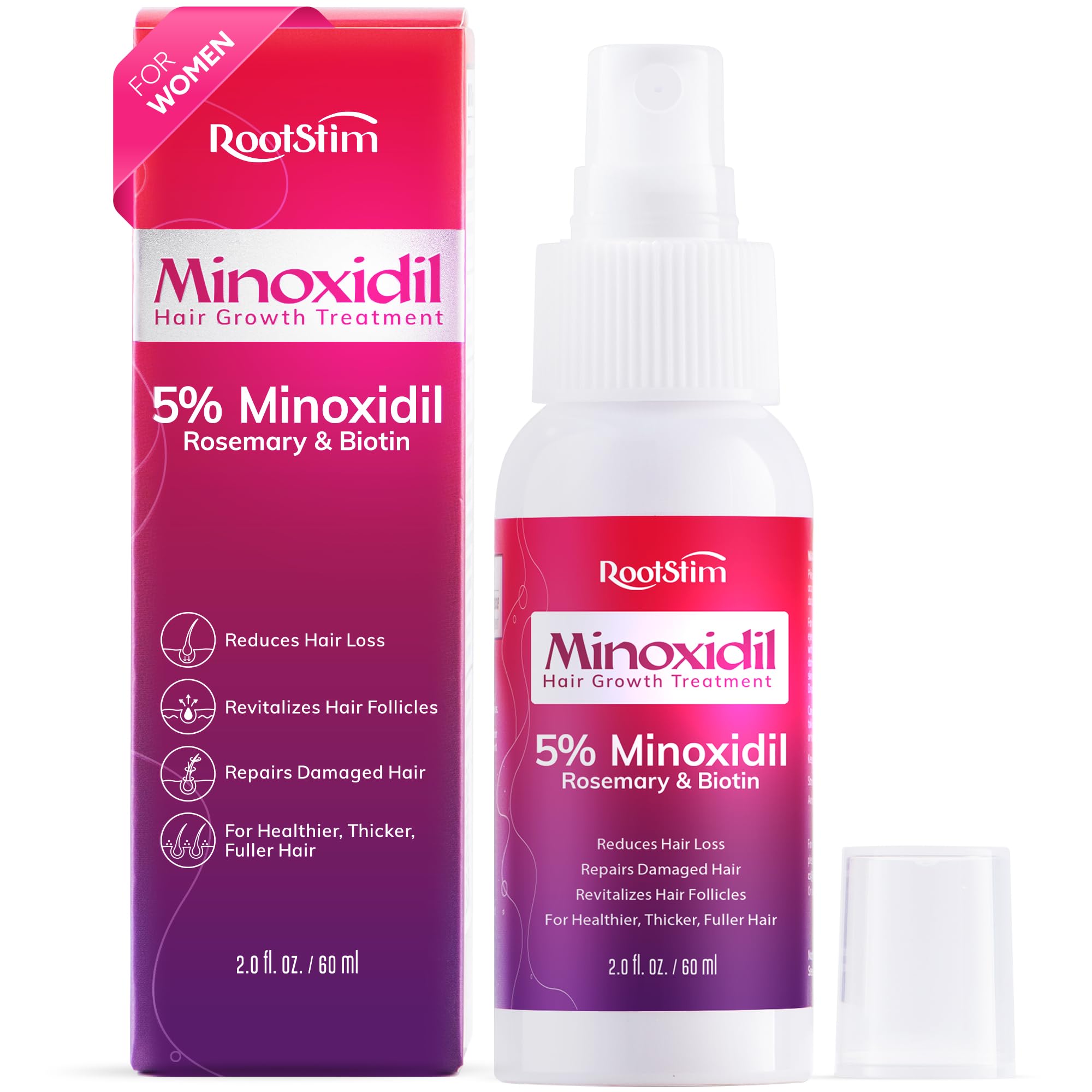 RootStim 5 Percent Minoxidil spray women precise thinning-area application and daily use
