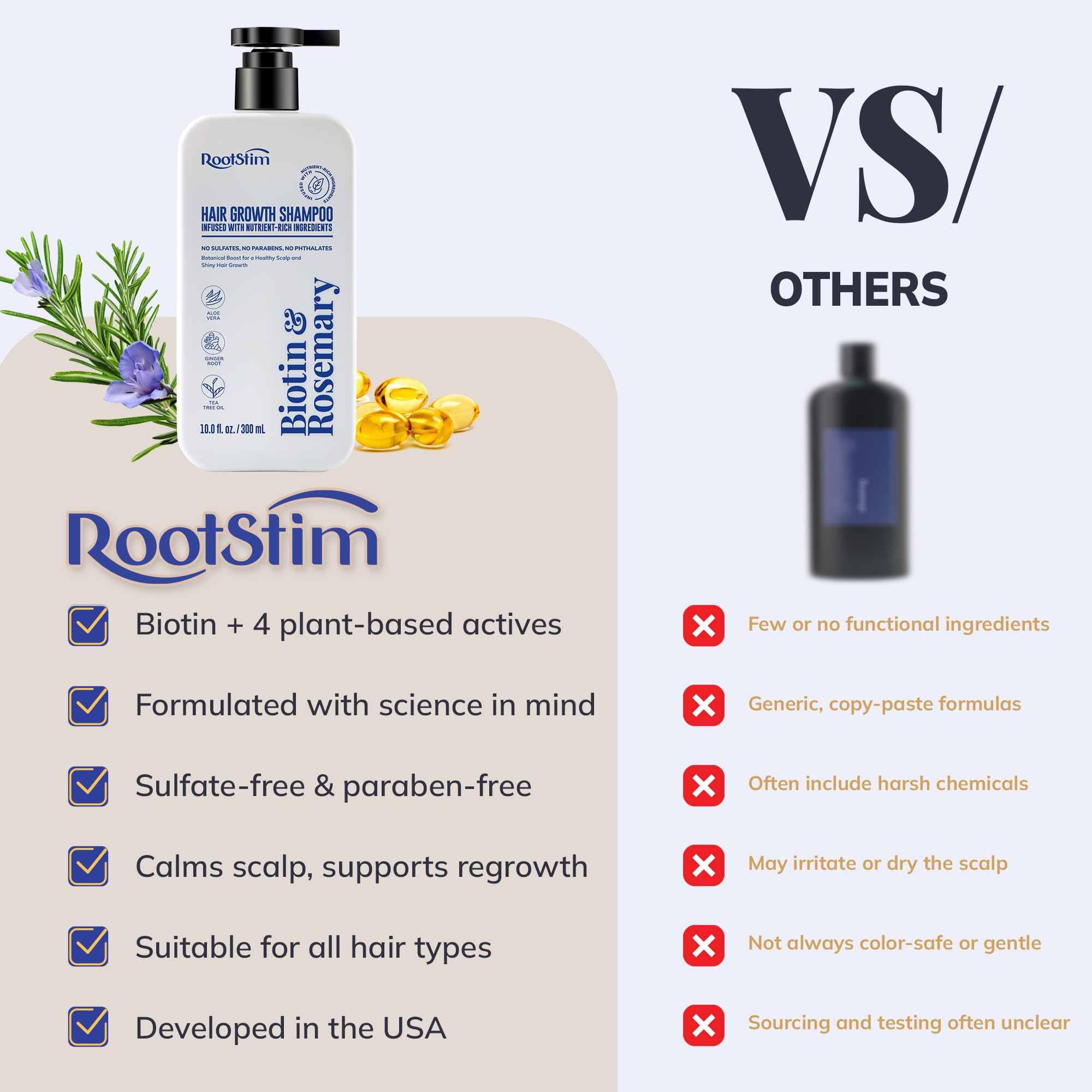 RootStim shiny-hair close-up emphasizes moisture from aloe vera and argan oil.