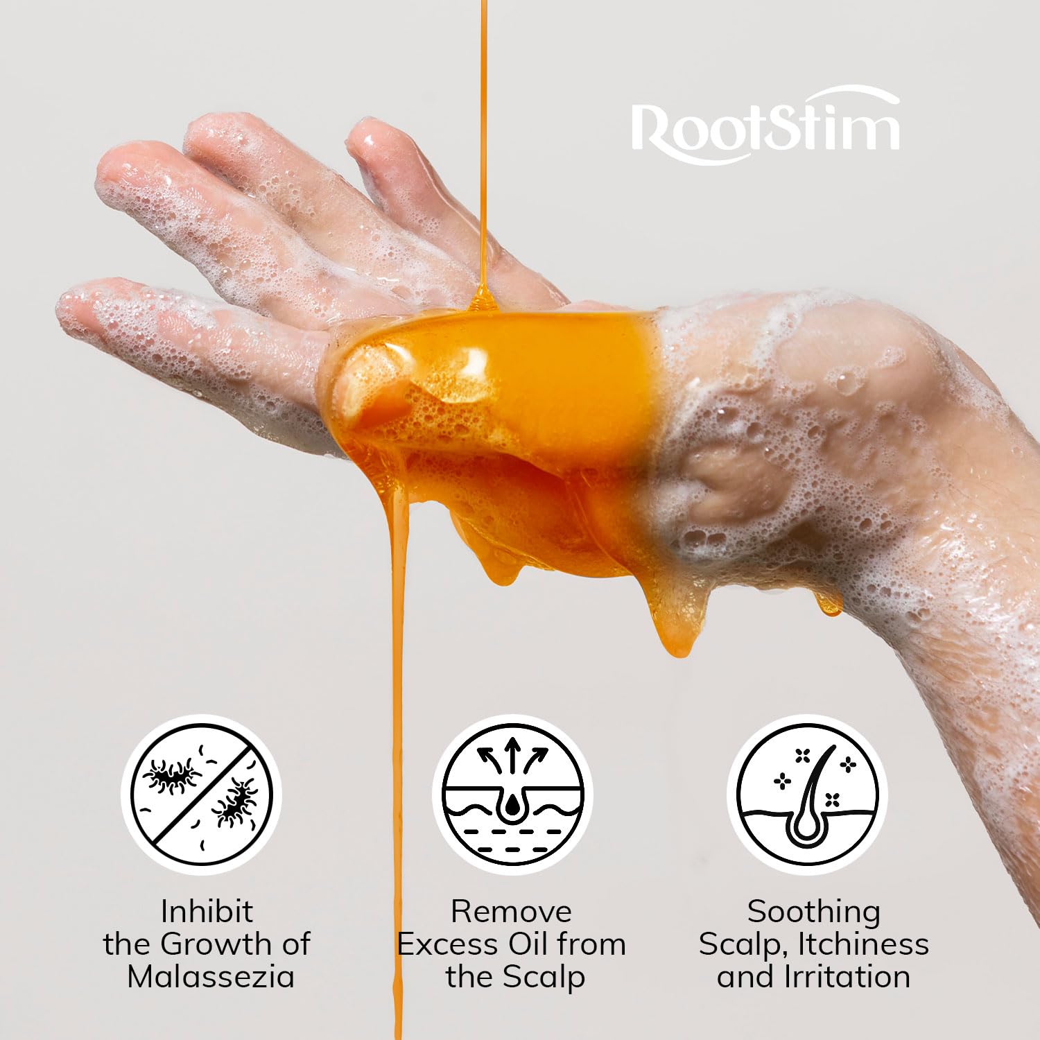 RootStim cooling menthol and rosemary scalp relief for refreshed, soothed skin.