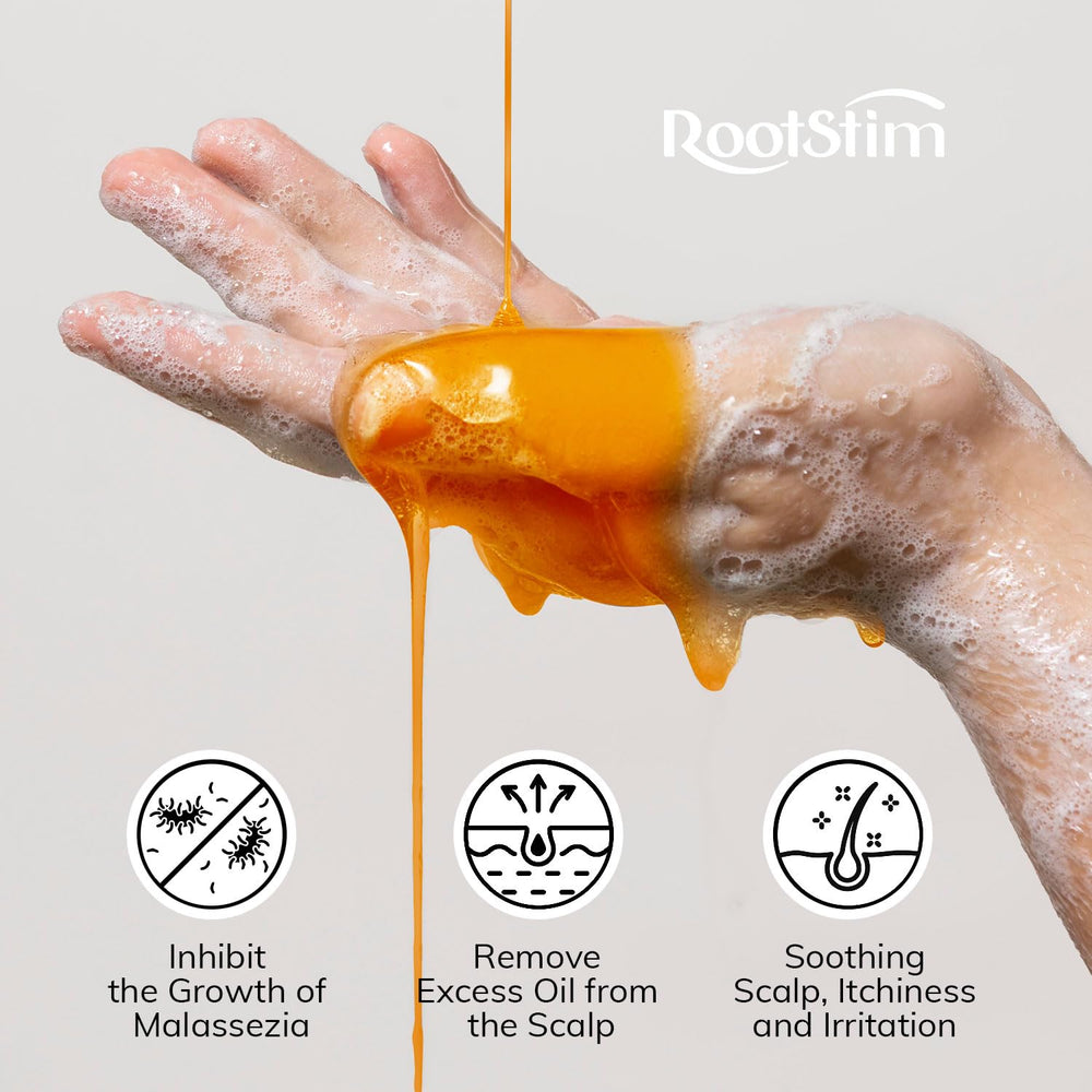 RootStim cooling menthol and rosemary scalp relief for refreshed, soothed skin.