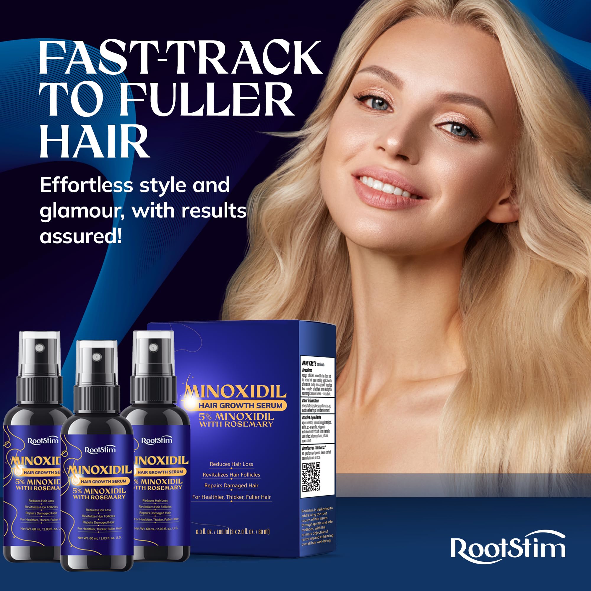 RootStim hair texture close-up shows fuller appearance