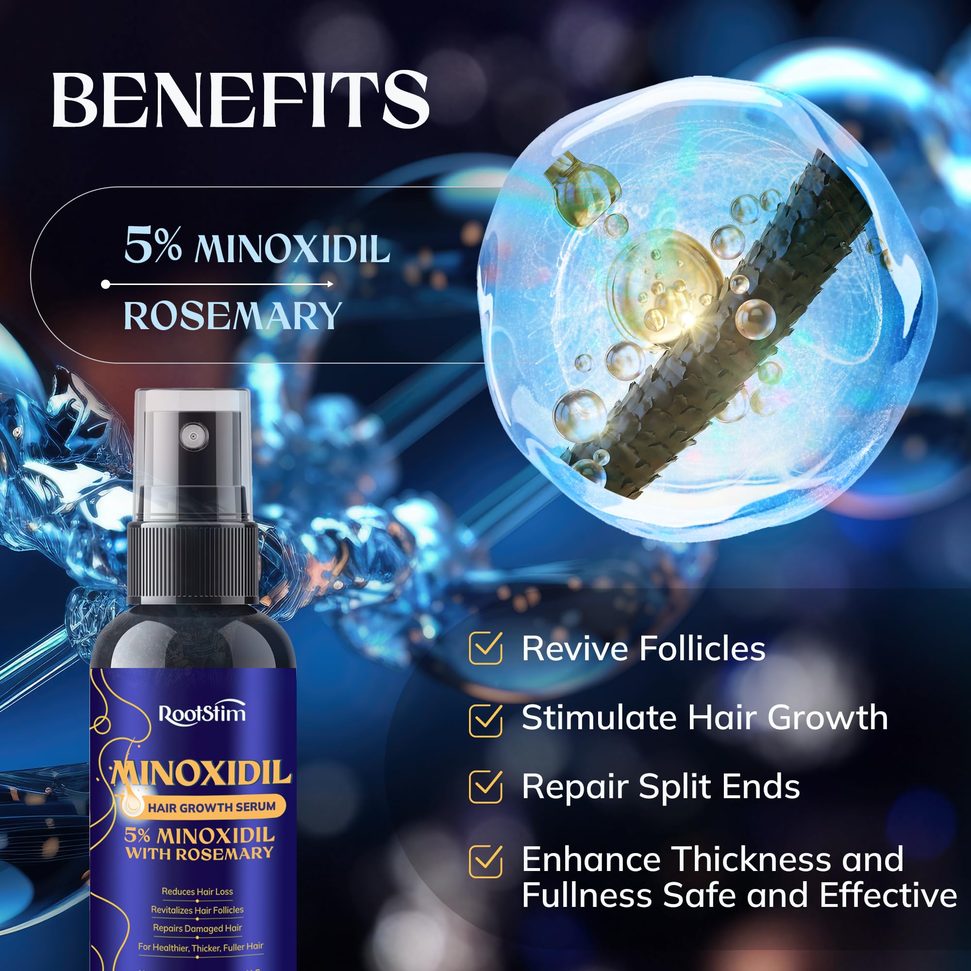 RootStim minoxidil drops application demonstrates precise, twice-daily use