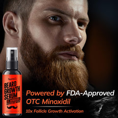 RootStim minoxidil beard serum ingredients close-up highlighting biotin and rice water benefits.