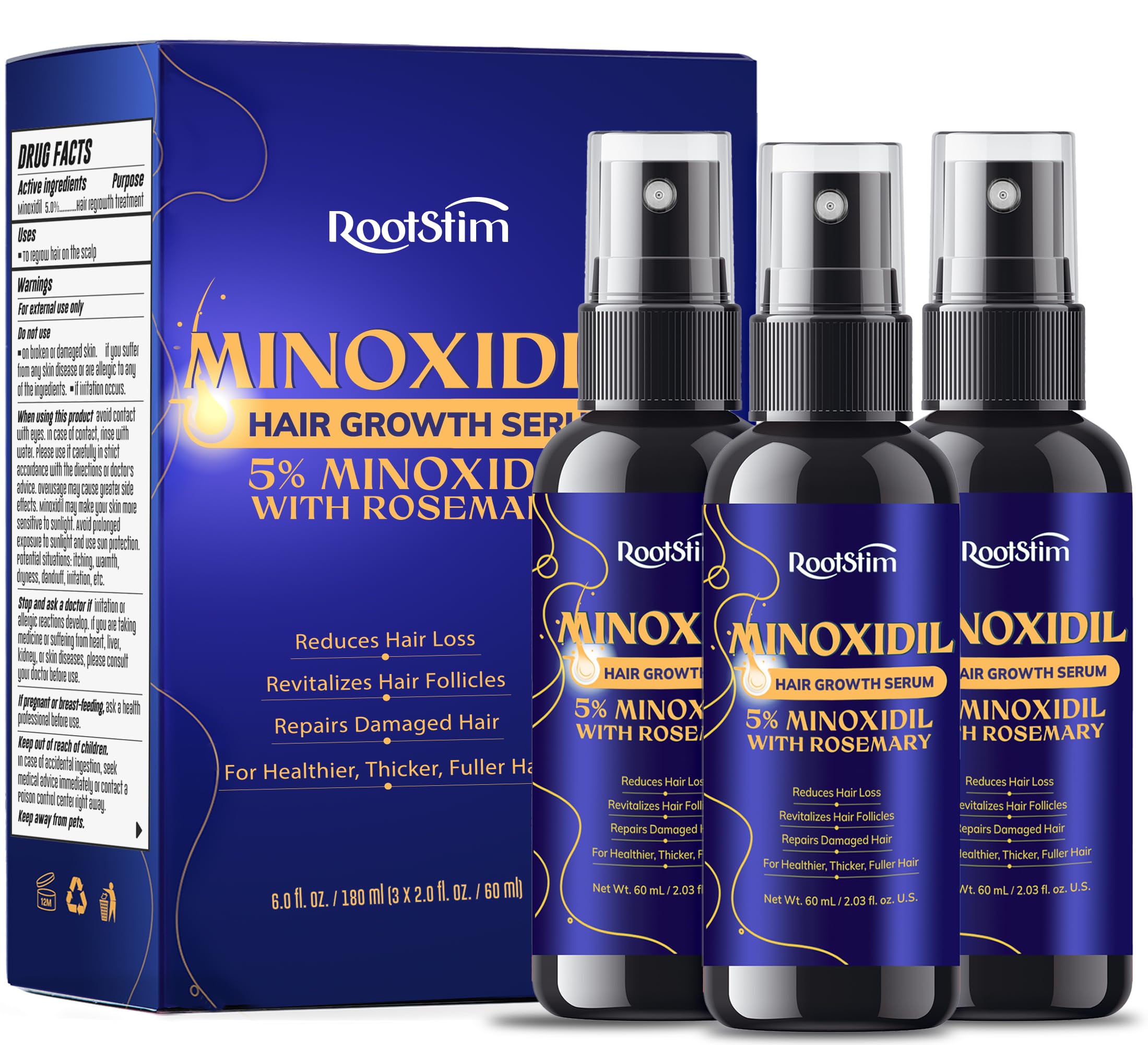 RootStim minoxidil rosemary bottle 180ml for home use and thinning hair