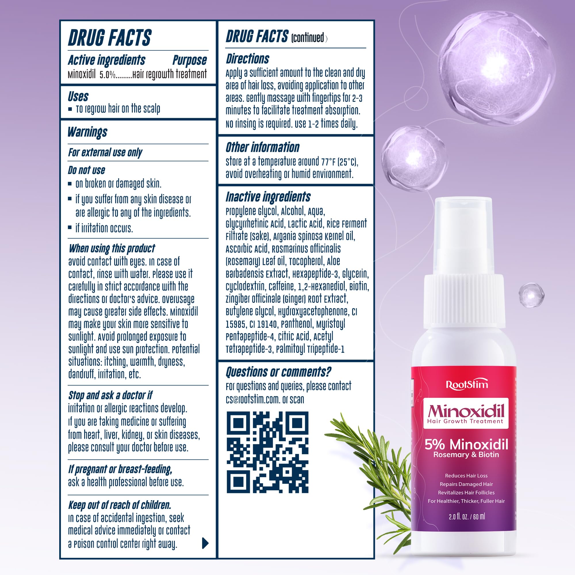 RootStim rosemary and biotin infusion promotes scalp nourishment.