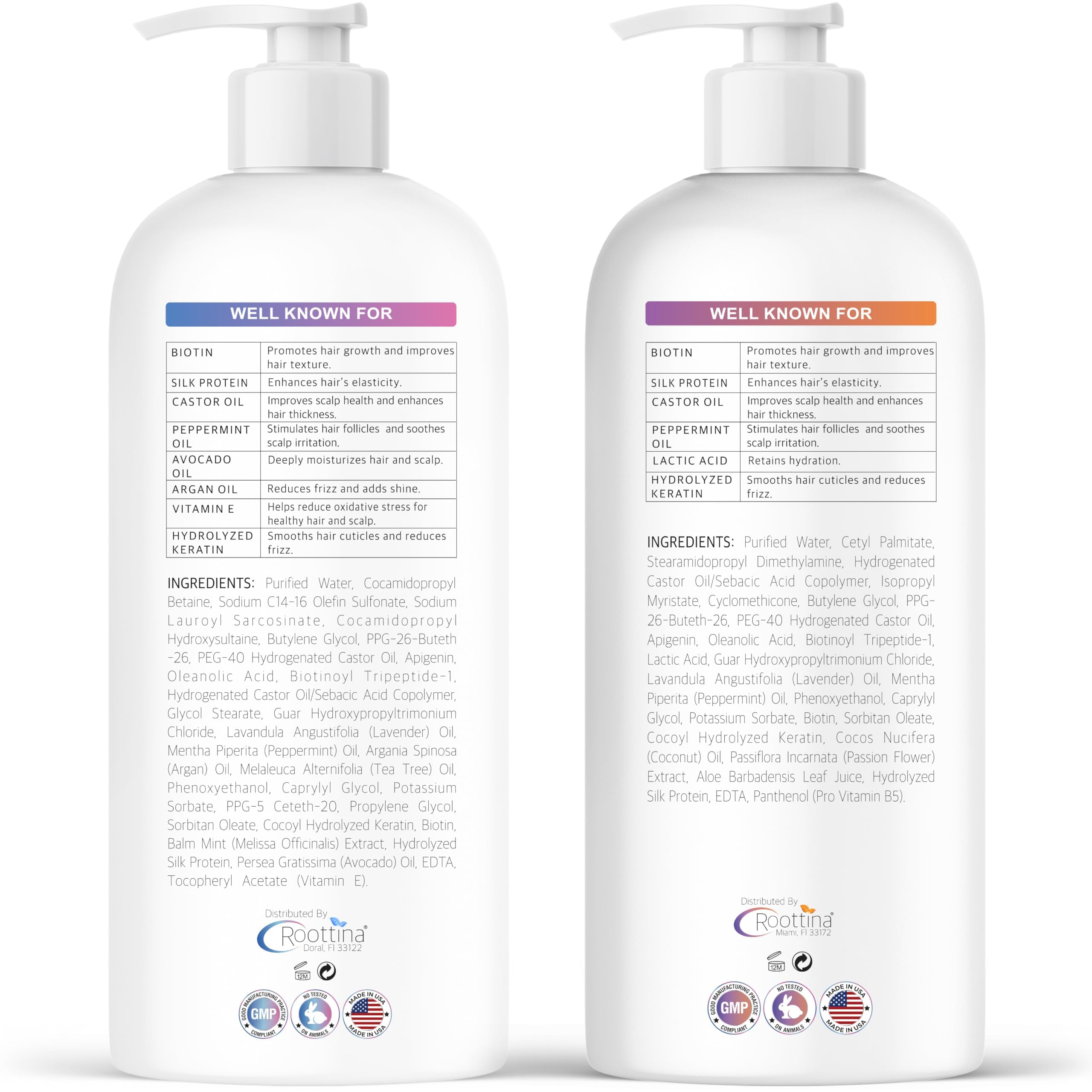 Roottina color-treated safe shampoo and conditioner ready for daily routine use.