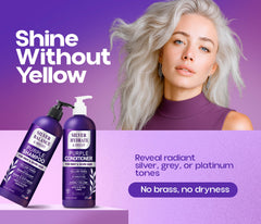 Roottina Silver Shine conditioner bottle delivers hydration for soft, manageable silver hair.