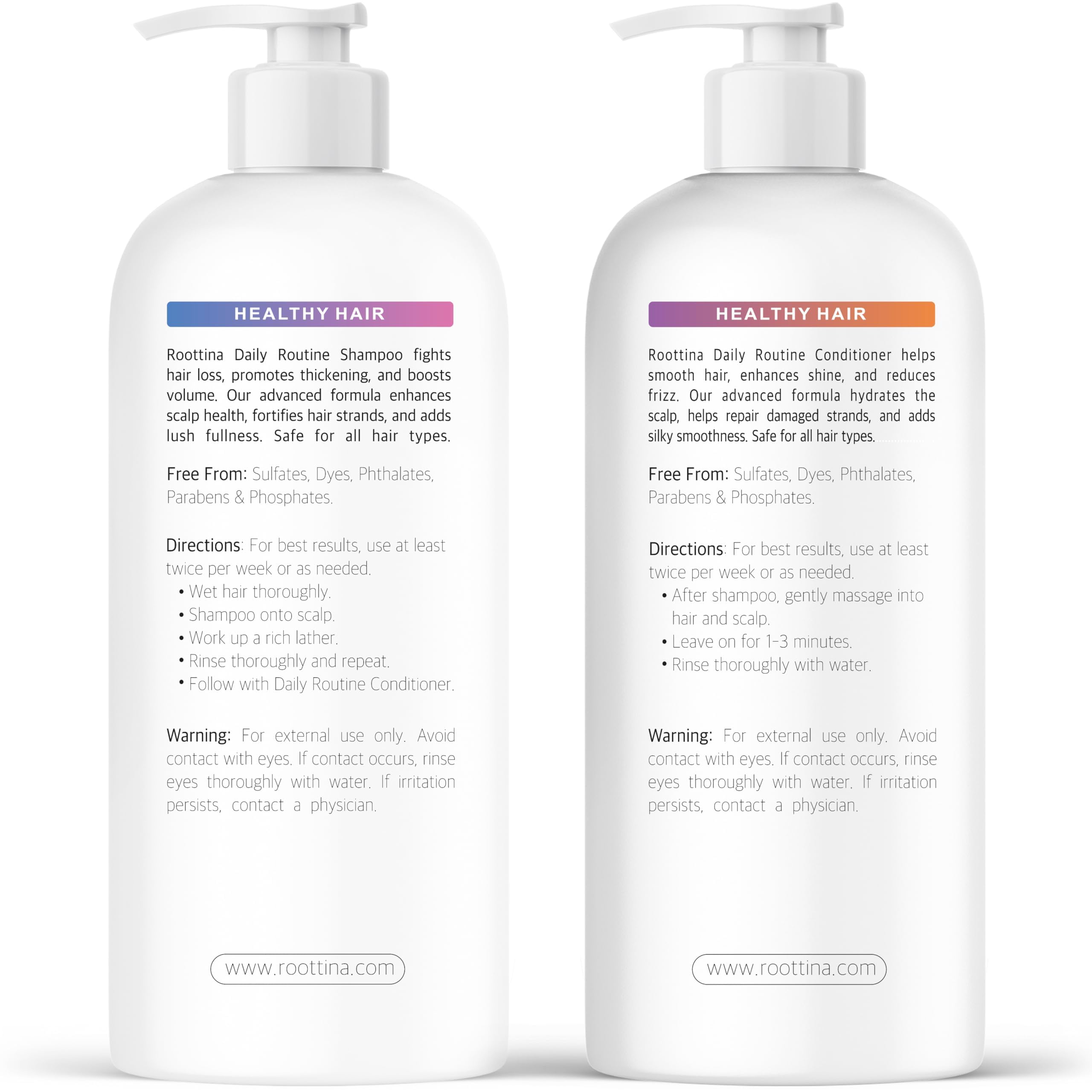 Roottina sulfate-free formula label emphasizes color-treated hair safety.