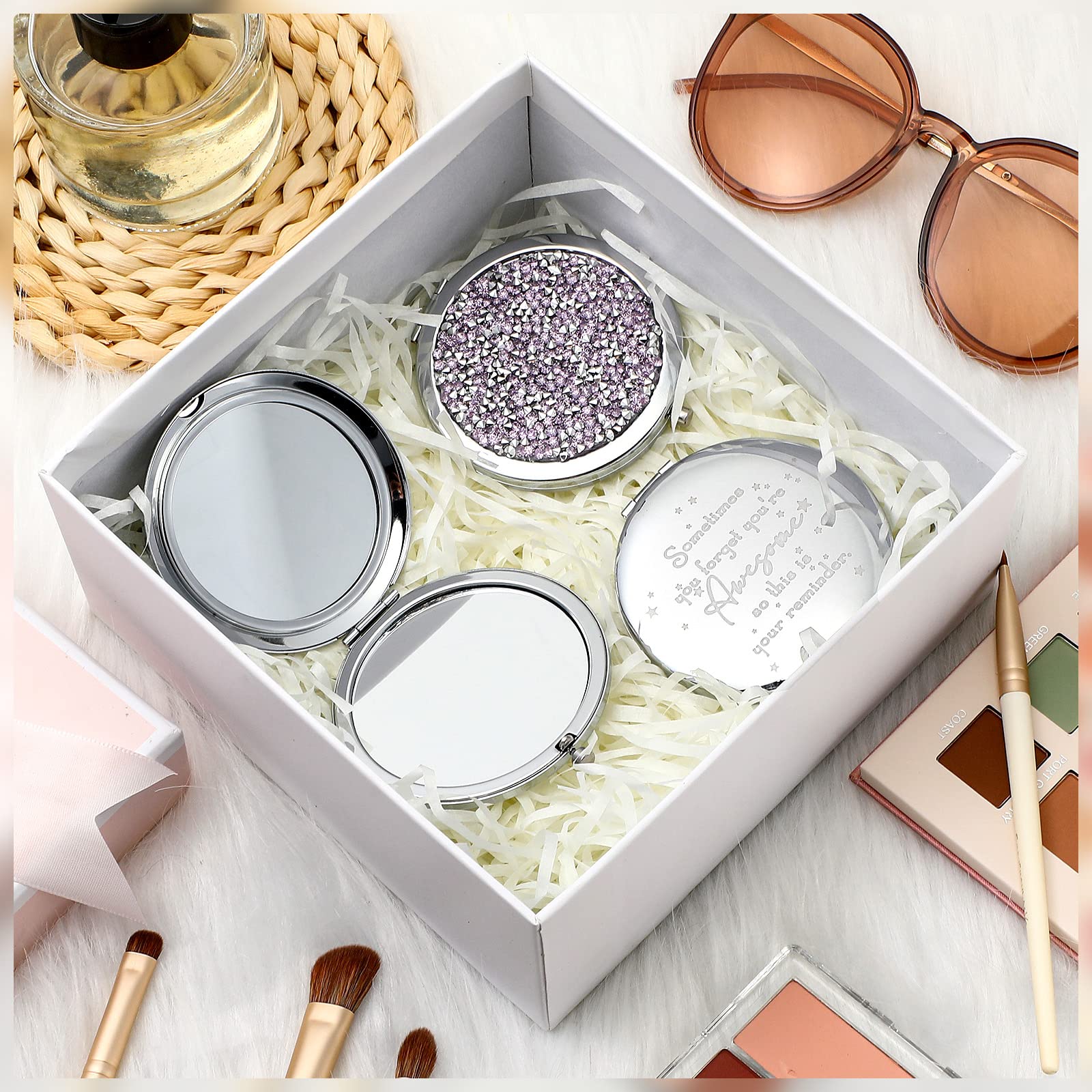 Roowest compact mirror back shows inspirational quote for motivation
