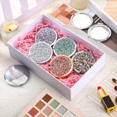 Roowest double-sided magnification compact mirror aids precise makeup checks.